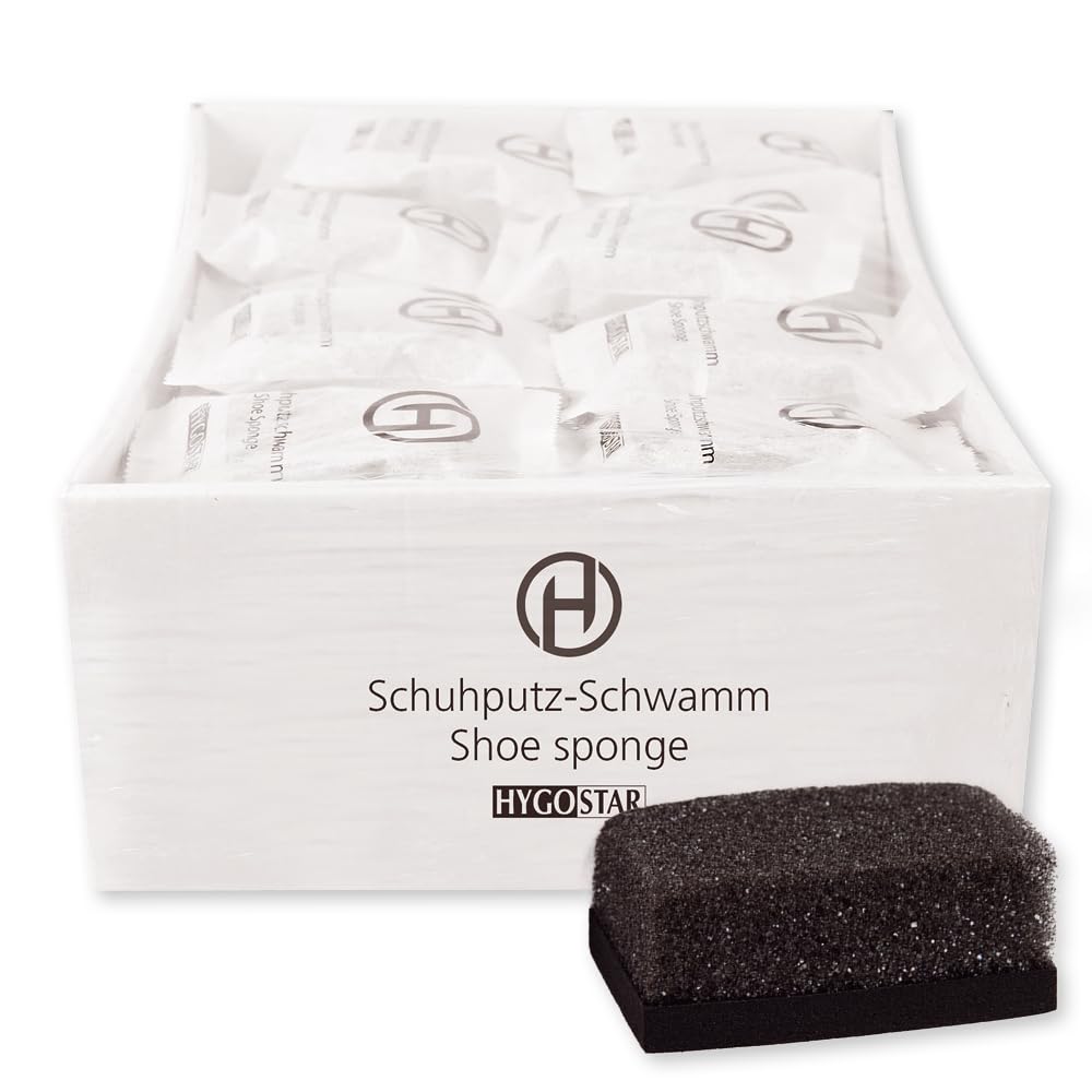 FRANZ MENSCH 1000 Stück Hygostar Schuhputzschwamm | PET, standard, black, L: 11cm, B: 4.5cm, Schuhputzschwamm, Schuhpolitur, Schuhe pflege