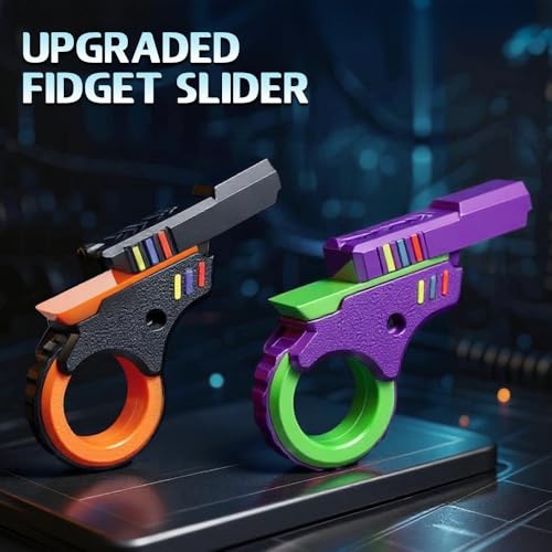 Image of Valentines Day Gifts for Him 3D Fidget Slider Toy Adults Teen, 5 in1 Fun Fingertip Fidget Ring Hand Roller, Fidgets Spinner Pistol Toy for Focus Stress Relief, Gift for Teen Men, 2 PCS /Plastic