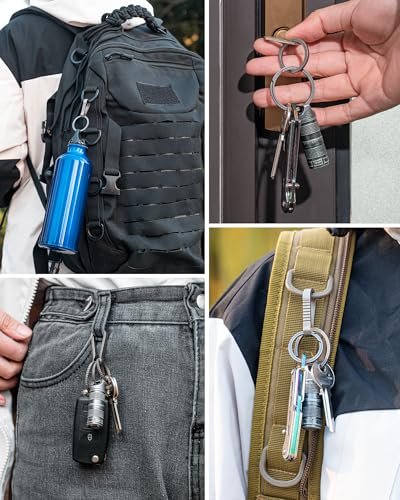 Image of TISUR Titanium Keychain Rings,Carabiner Dog Tag Key Chain Rings