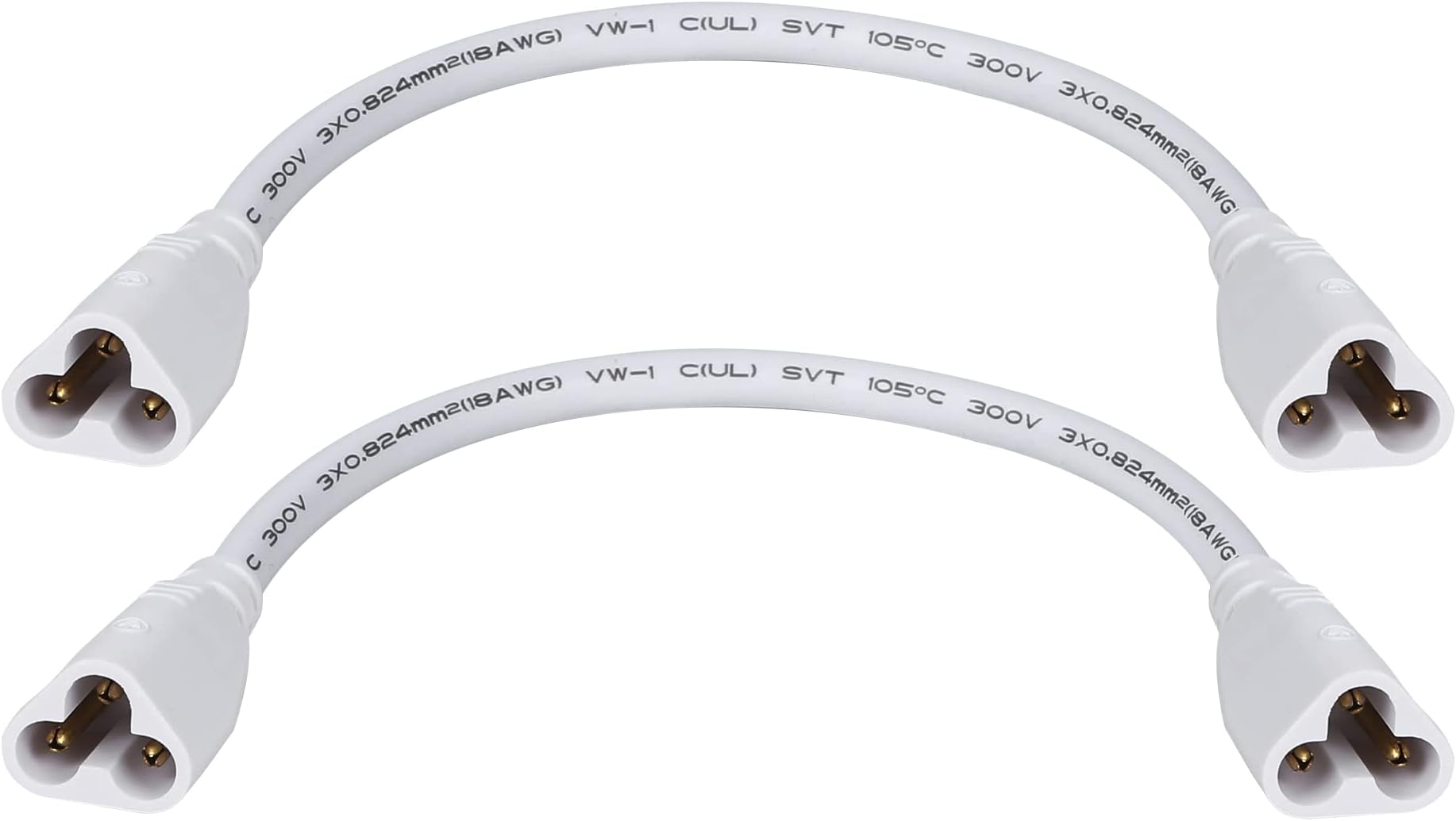 SinLoon T5 T8 LED Tube Connector Cable Wire 8.5inch Double Male to Male End Extension Cord for Integrated LED Fluorescent Tube Light Bulb Lamp Holder Socket(2-Pack 3Pin Male)
