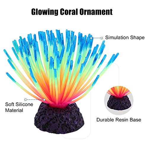 VOCOSTE Silicone Glowing Aquarium Anemone, for Fish Tank Decoration Blue, 12x12x7.5cm - Image 3