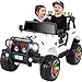 Produktbild Kinder Elektroauto Jeep Wrangler Offroad - 4x4 Allrad - USB - Sd Karte - 4 x 35 Watt Motor - 2-Sitzer - Rc 2,4 Ghz Fernbedienung - Elektro Auto für Kinder ab 3 Jahre (Weiß)