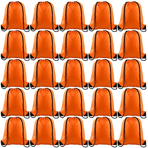 Image of KUUQA 25Pcs Orange Drawstring Bags - String Backpacks for Gym, Sport, Traveling