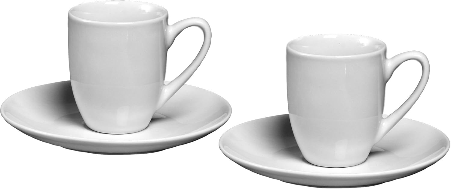 Ritzenhoff & Breker Espresso-Set Bianco, 12-teilig, 80 ml, Tassen und Untertassen für 6 Personen, Spülmaschinenfest & Mikrowellengeeignet, Porzellan, Weiß