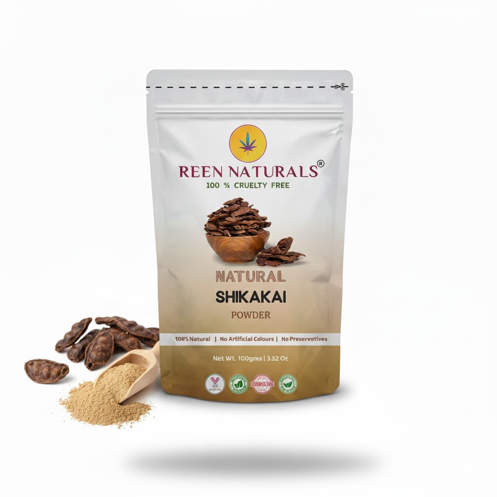 Reen Naturals Shikakai Powder – Natural Cleanser for Strong, Shiny & Healthy Hair -100% Pure and Natural | No-SLS, No-Paraben - 100gm