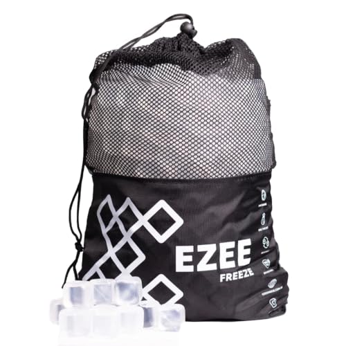 Ezee Freeze Reusable Ice Cubes for Coolers - Mega Freeze 10.5 lb Bag 335 Clear Ice Cubes Use in Drinks Lunch Boxes Fishing Refreezable Party Ice Ice Bath