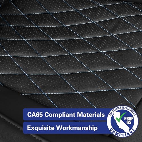 Image of EKR Rav4 Seat Covers Custom Fit for Toyota Rav4 (Hybrid) SE /XSE 2026, Car Seat Cover Full Set for SUV,Factory-Style Upgrade, Easy-Wipe Protection,Faux Leather(Black with Blue Piping)