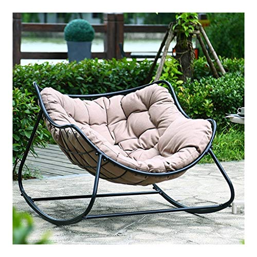 HTPOW-M Household Single Sofa Rocking Chair, Metal Thick Cushion Nap Moisture-resistant Leisure Chair 1121-YY