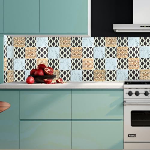 Image of SARVATRAY Self-Adhesive Wallpaper, Kitchen Oil Proof Heat Resistant Stickers, Vinyl Sheet for Wall 2 X 6.5 SQ FT (2 M New Mosaic Multi WS)