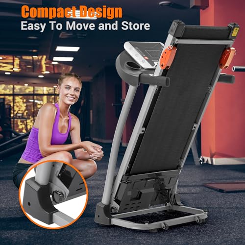Image of 2.5HP Folding Treadmill, 12 Programs & 3-Level Incline, 300LBS Capacity with LED Display and Double Heart Rate Sensors, Compact Running Machine for Home Gym