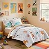 Joyreap Cotton Comforter Set Twin, Zoo Theme Colorful Animals on White Design, 3pcs Kids Bedding Set for All Season- 68x88 inches #1
