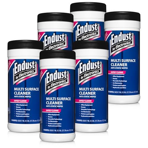 Image of Endust For Electronics; Multi-Surface, Anti-Static, Electronics Cleaning Wipes; Alcohol & Ammonia Free; 6 Pack of 70 Wipes per Container; 420 Wipes (259000P6)