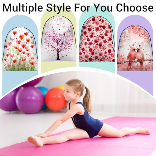 Image of Gymnastics Grip Bag Tree Heart Gym String Storage Pouch Butterfly Pattern Small Bag