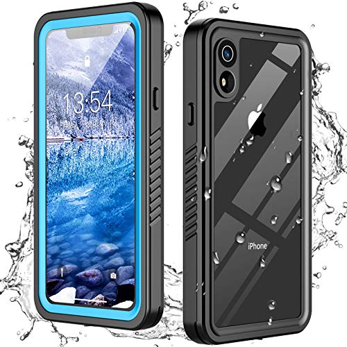 Oterkin for iPhone XR Case, iPhone XR Waterproof Case with Built-in Screen Protector Dustproof Shockproof 360 Full Body Protective Daily-Use IP68 Waterproof Case for iPhone XR (6.1inch) (Ocean Blue)