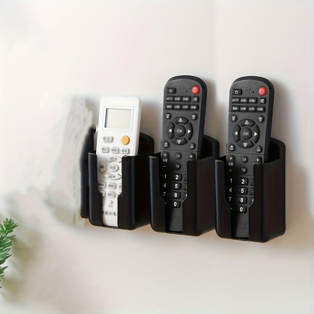 1pcs Durable Plastic Wall-Mounted Remote Control Holder - Space-Saving Storage Box for TV and Air Conditioner Remotes (Black)