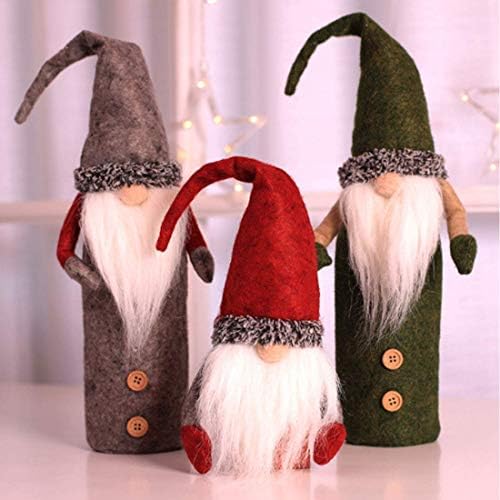Christmas Wine Bottle Cover, Achort 3pcs Handmade Gnome Xmas Wine Bottle Covers Bags or Christmas Party Decorations Festival Dinner Party Table Xmas Holiday Gifts