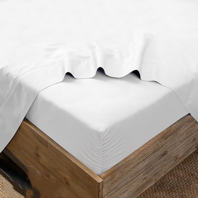 Image of Bedsheet Microfiber with 2 Pillow Cover - Soft and Breathable - Flat Sheet - Single Bedsheet - bedsheets for Single Bed - White Solid