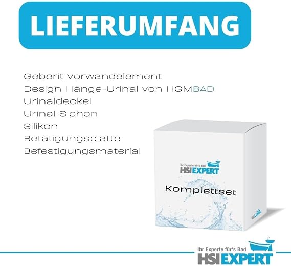 Geberit Duofix Basic Urinal Element + Urinal + Push Plate Samba Complete Set with Lid