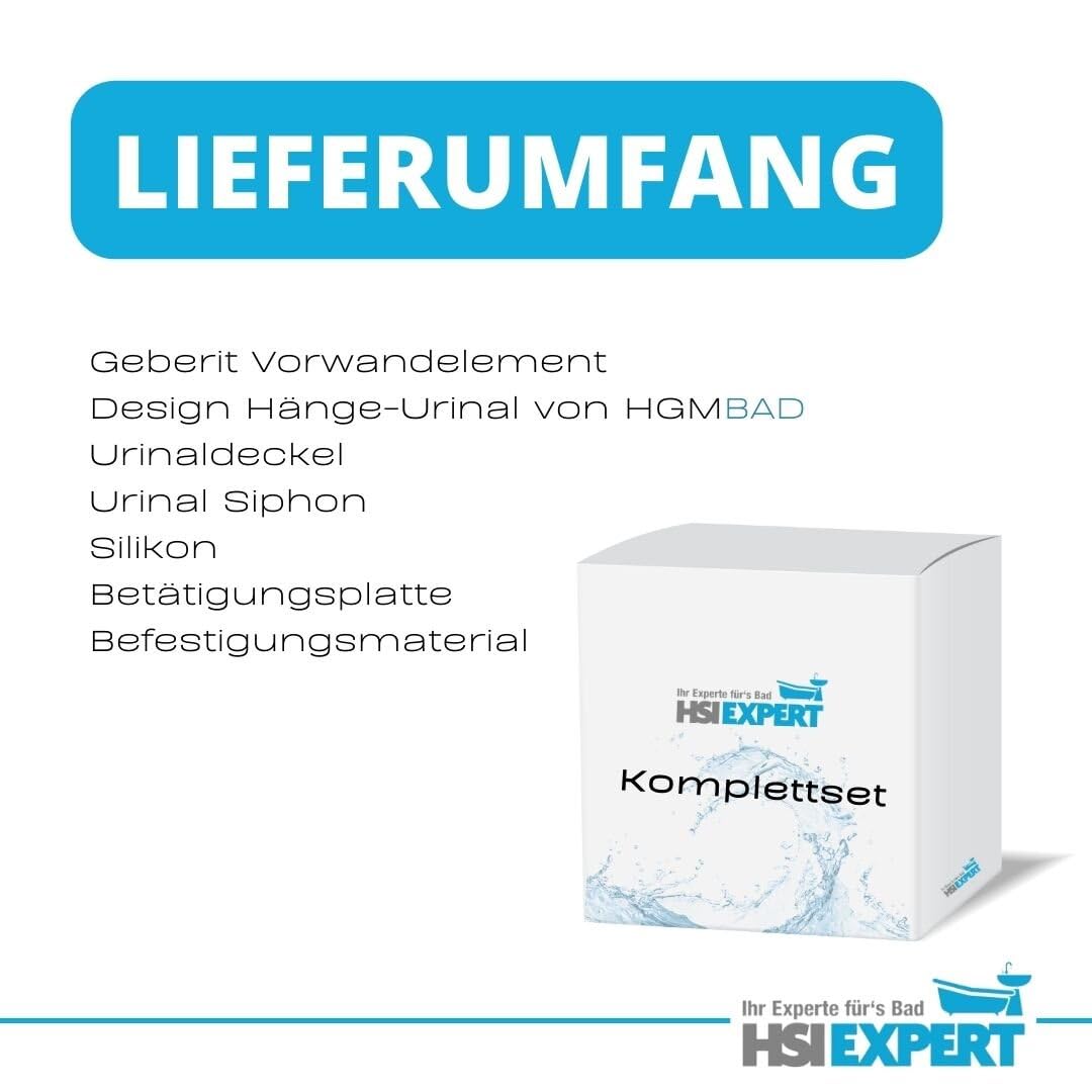 Geberit Duofix Basic Urinal Element + Urinal + Drückerplatte Samba Komplett-Set Mit Deckel