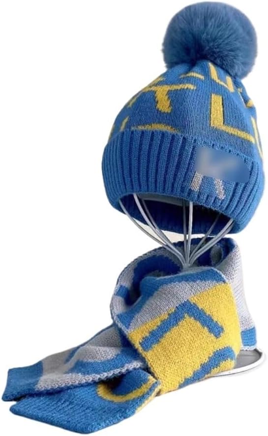Classic Winter Hat,Thermal Hats,Winter Hats,Hat Scarf Set Pompom Cartoon Girl Boy Winter Hat for Warm Knitted Girls Beanie Cap for Children Aged 3-9 (Color : A, Size : 3-9 Years)