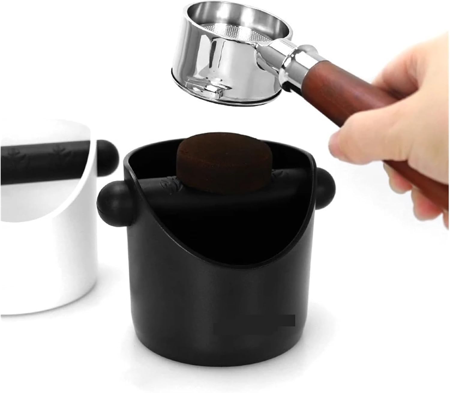 Coffee Knock Box Grind Grounds Container Dump Waste Bin Bar Home Cafe Barista Tools Espresso Machine Accessories(Black)