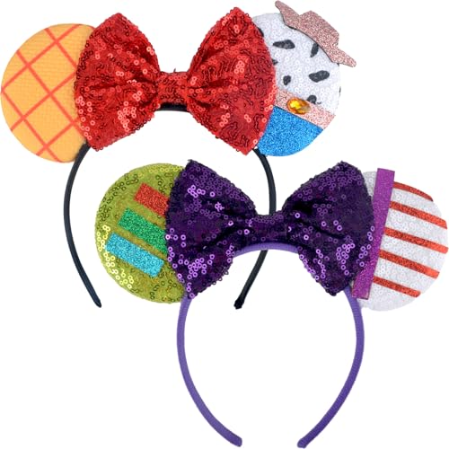 SSKHE 2 diadema com orelhas de rato, diadema com laço para adultos e crianças, perfeitas para festas, acessórios para disfarces e diversão em parques temáticos