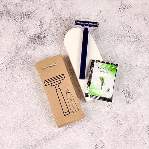 Image of (Pack Of 25) Hotel Shaving Kit | Razor & Shaving Gel kit | Hotel Toiletries Kit | Shaving Gel Pouch | Hospital Toiletrey | Desposible Shaving Set