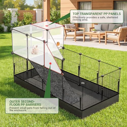 VISCOO Upgraded 28 Panels Guinea Pig Cages, 48" x 24" x 28" DIY Small Animal Playpen with Waterproof Mat, Portable Metal Rabbit Bunny Cage, C&C Cage for Guinea Pigs, Hamsters/Bunny playpen - Image 5