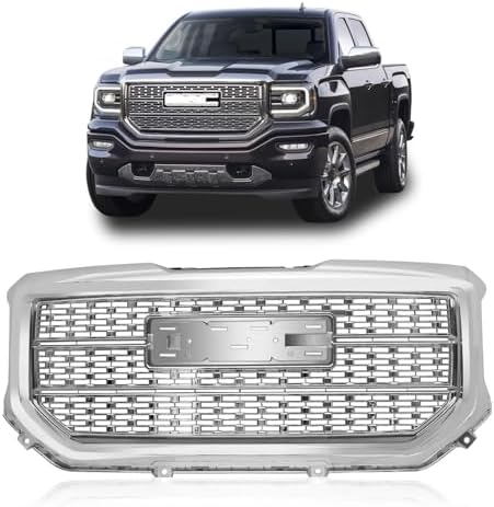 Front Upper Grille For GMC Sierra 1500 16-2018 19 Chrome Grill Horizontal Billet