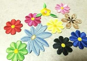 10 Motifs Broderie Feuille Fleur Avec Perle - CraftbuddyUS - 2 Pouces (5 Cm) - Blanc - Pour Tissu, Couture