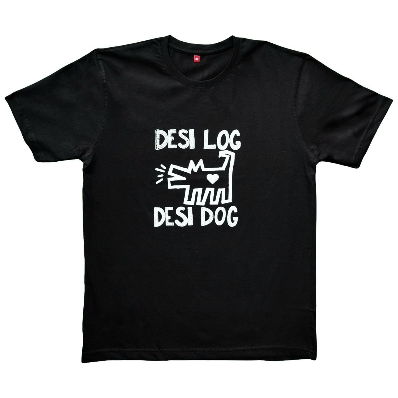 Peepal Farm Desi Log Desi Dog Black Unisex Cotton T-Shirt (M) (B0BJVSB3JC) Amazon Price History, Amazon Price Tracker