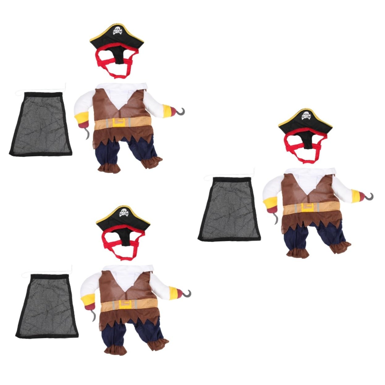 BESPORTBLE 3sets Costume Cosplay Per Cani Da Pirata Per Halloween Abbigliamento Per Animali Domestici Vestito Comodo e Resistente Per Feste e Attività All Aperto Taglia