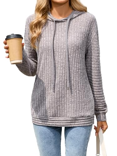 Image of Famulily Women's Hoodies Cosy Brushed Autumn Winter Long Sleeve Drawstring Hooded Sweater Tops for Ladies (XL, Purple)