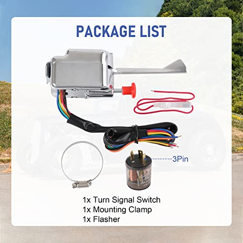 Image of JDMSPEED New Chrome 12V Universal Street Hot Rod Turn Signal Switch with Flasher Replacement for Ford GM