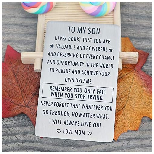 Inspirational Engraved Wallet Inserts to My Son from Mom, Gifts for Son with Motivational Quote, Wallet Insert Cards for Graduation Birthday Gift Ideas - Image 4