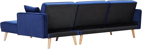 Miniatura 7 de FIQHOME Moderna cama convertible en forma de L, reclinable tapizado, cama variable de concubina noble derecha, sofá plegable, cómodos sofás para