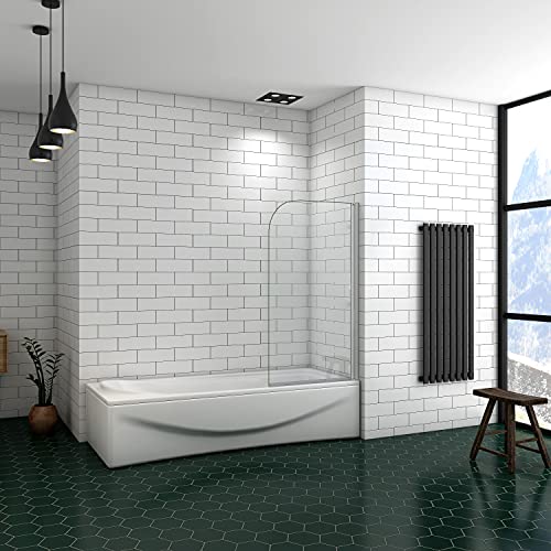 Ducha Casa 140x80cm Mampara de bañera abatible, Aluminio mate, Cristal 5mm templado