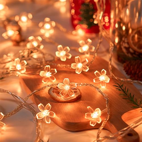 Jacuxlss L-HYD-TM10M-WARM WHITE Plug In 100 Led Decorative Fairy Flower String Lights, 33Ft Warm White Cherry Blossom Tree Wall Hanging Diy Christmas Decorations, Cute Floral Lamp For Garden Bedroom Classroom Dorm Decor thumb #6