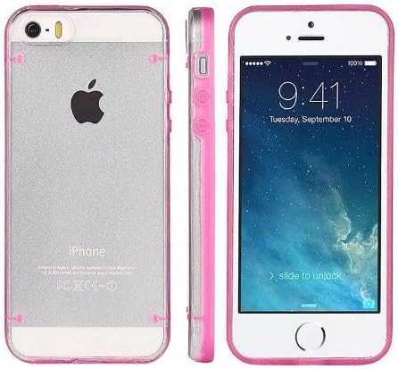 All4mobiles Soft Slim Clear TPU Rubber Case / Back Cover for Iphone 5 / 5s (Retail Packaging) - Transparent Frost (pink)