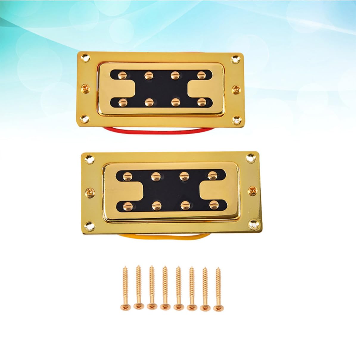 INOOMP 2 Stück Bass Humbucker Doppelspulen Tonabnehmer für 4 saiten Bassgitarre Geräuschlos Vergossen mit Wachs Inkl 8 Schrauben Gold Ersatzteile für E bass