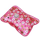 Electric Hot Water Bottle Flower Pattern Stomach Warmer Sealed Leakproof Hand Warmers Rechargeable Hot Water Bag for Period Cramps, Neck, Back, Shoulder Pain Relief US Plug Electric Bo