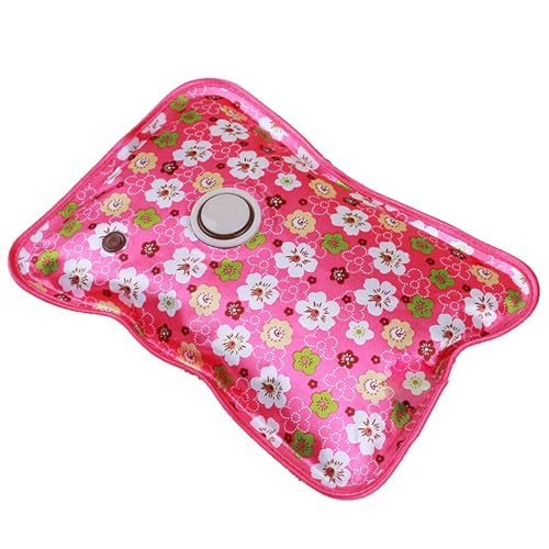 Electric Hot Water Bottle Flower Pattern Stomach Warmer Sealed Leakproof Hand Warmers Rechargeable Hot Water Bag for Period Cramps, Neck, Back, Shoulder Pain Relief US Plug Electric Bo