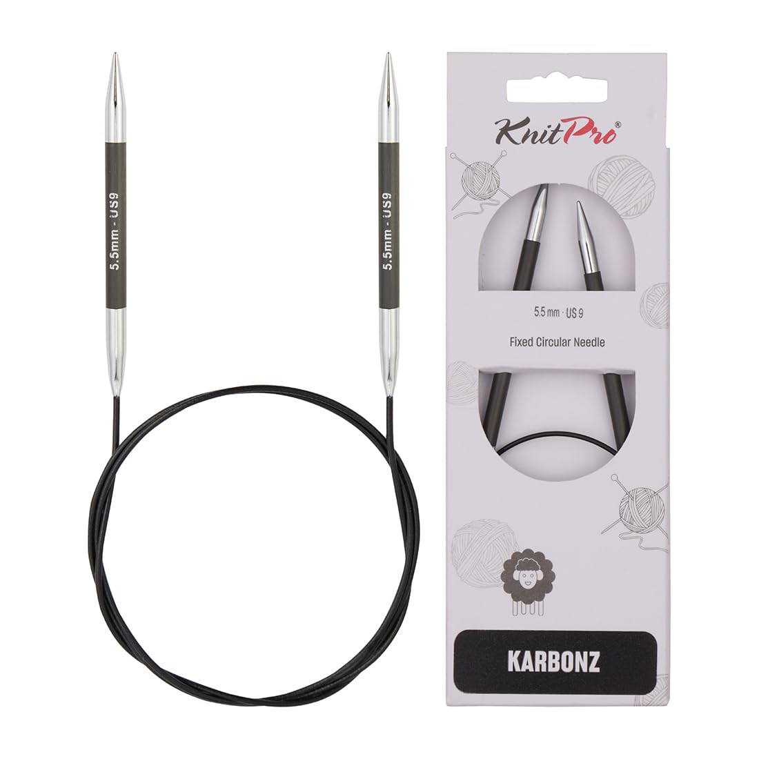 KnitPro Karbonz Fixed Circular Needles 32" (80cm) | 5.50 mm