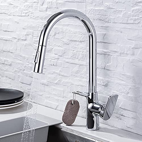 Robinet de cuisine anti éclaboussures avec douchette longue portée chrome - 3
