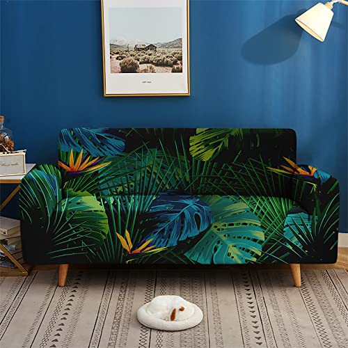 Hosima Tropical Green Sofa Covers For 3 Cushion Couch,Banana Leaves Large Sofa Slipcover,Plants Pattern Printed Sofa Covers,Living Room Stretch Couch Covers For 3 Seater Furniture Covers #TOP4