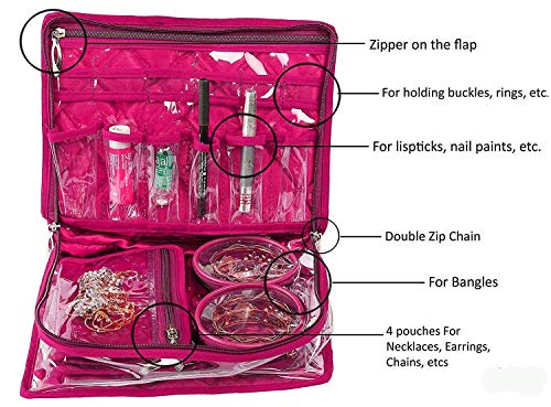 Atorakushon Satin Makeup Pouches Vanity Jewellery Traveling Organizer Storage Box Cosmetic Bag It Along Anywhere Easily For Women Pink #TOP2
