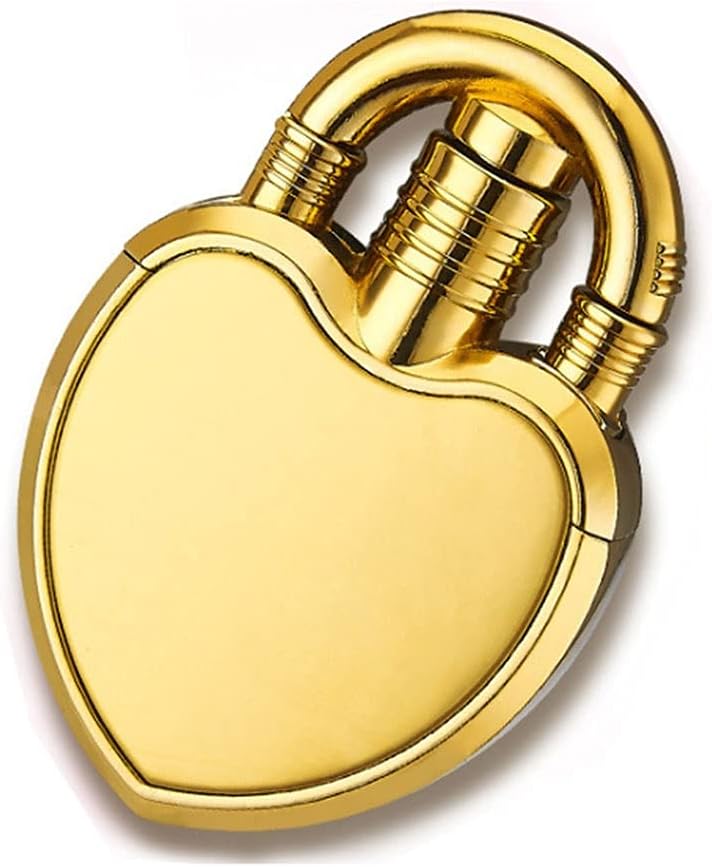 Cigar Lighter Creative Heart-Shaped Lock Gas Lighters Windproof Inflatable Butane Gas Flame Metal Cigarette Lighter Gift for Smoker Cigarette Lighter (Color : 2)