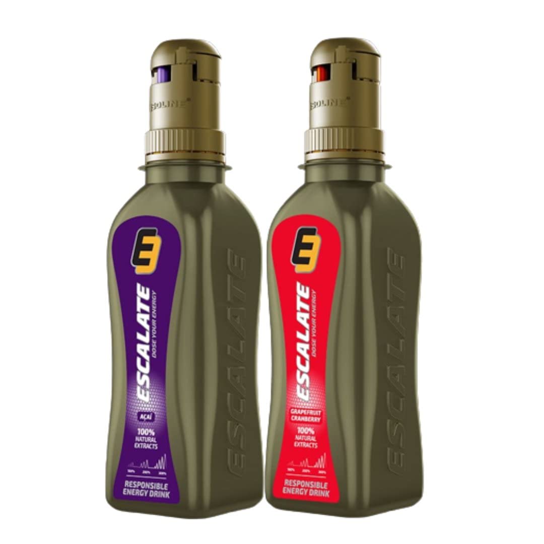 Health N More Escalate Energy drink for all age groups | Combo (Grape and Acai Flavour) | 100% Natural, Sugar-Free, no preservatives |Patented cap with 6 shots of 375ml each |