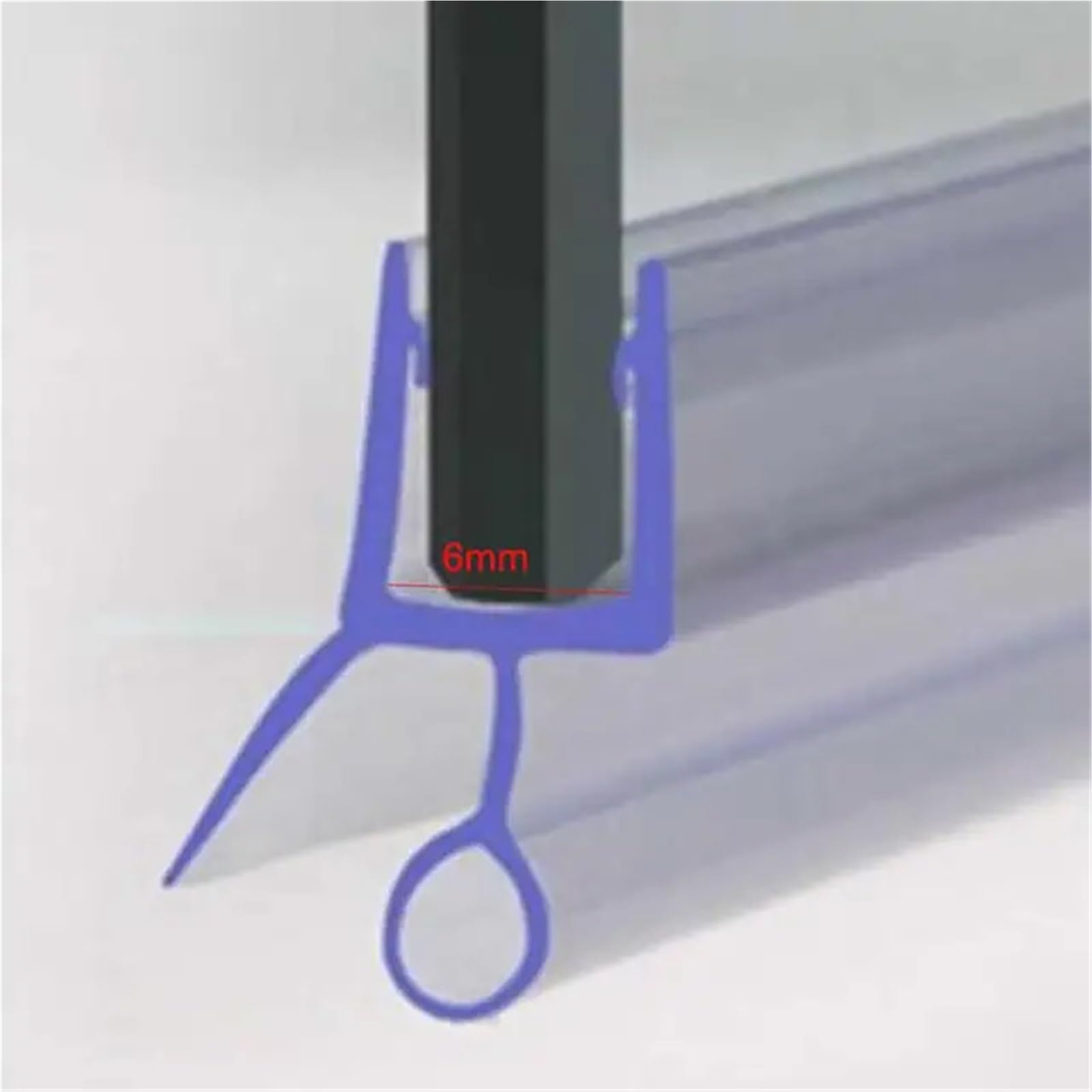 8 Stück PVC transparente Duschwand-Dichtungsstreifen Badezimmer-Glastürdichtungen Wasserabweiser-Gummi für Duschtüren, Glas(6mm)