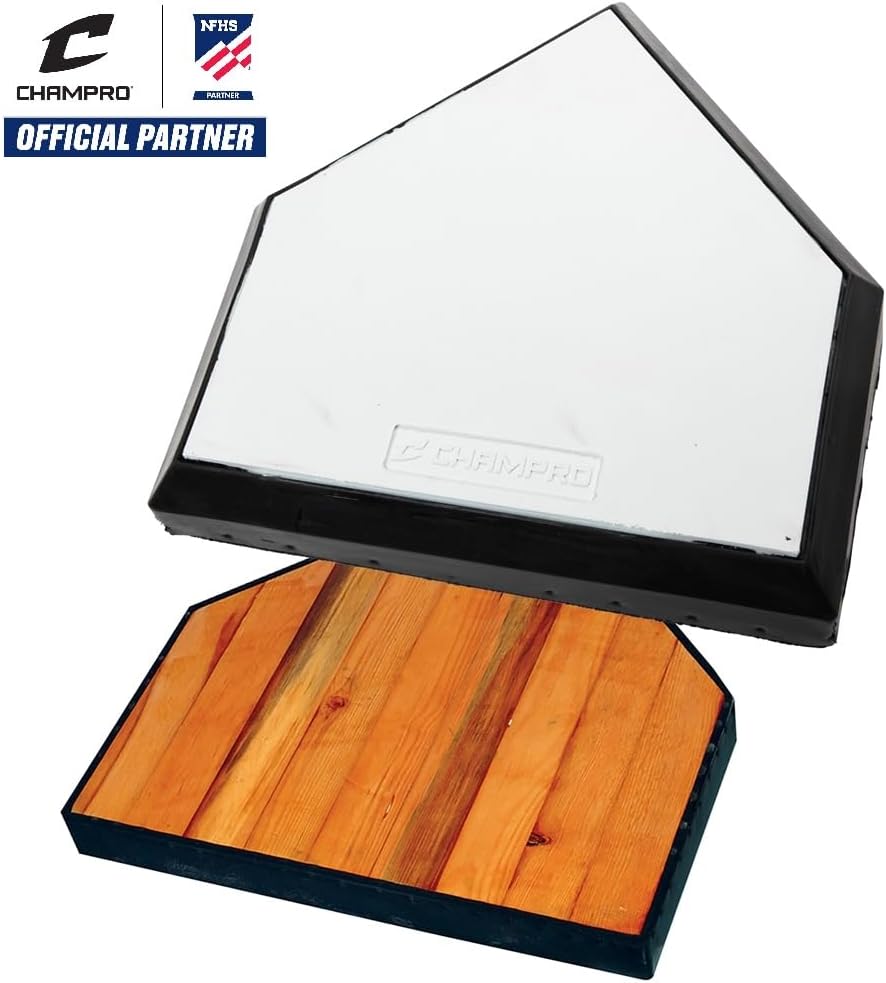CHAMPRO Pro Style Home Plate with Rubber Shell and Solid Wood Bottom, Official NFHS Partner